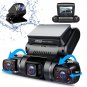 Pruveeo D90 4 Channel Dash Cam, Quad Camera Front + Left + Right +Rear, Front and Rear Inside, GPS M
