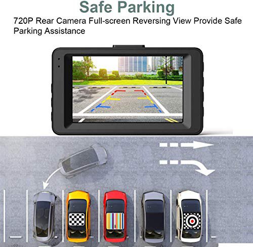 Dash Cam Front and Rear, Dash Camera for Cars 1080P Full HD Dual Dash Cam 3"" IPS Screen in Car Came