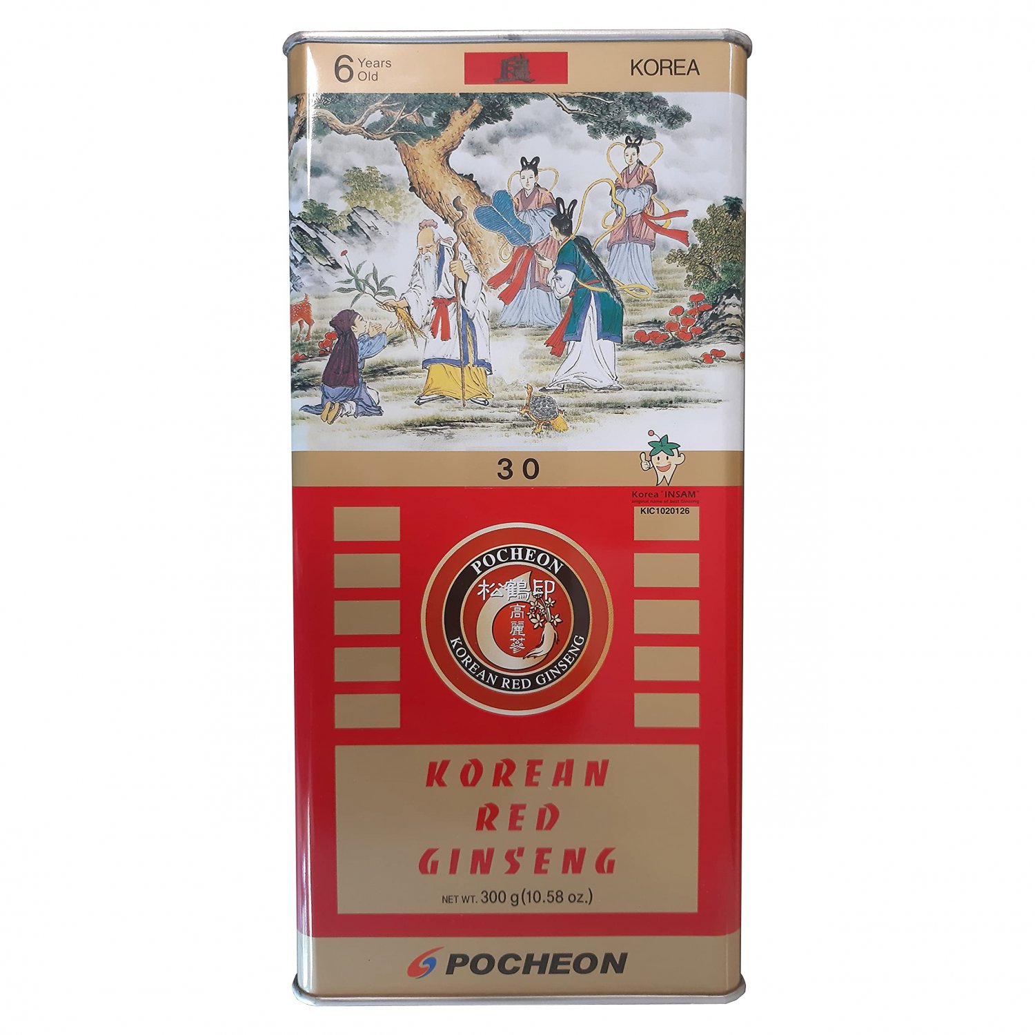 Pocheon 300g Korean Canned Dried Red Ginseng 19 Roots 6 Years Good Grade 300-30