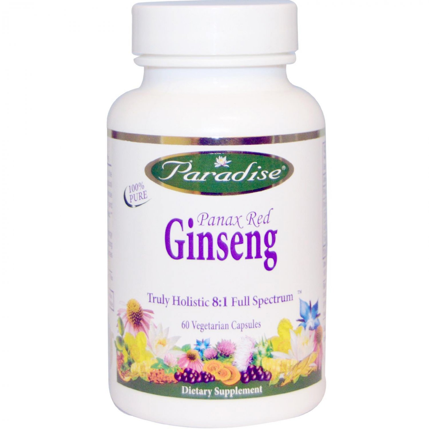 Paradise Herbs Panax Red Ginseng - 60 Vegetarian Capsules