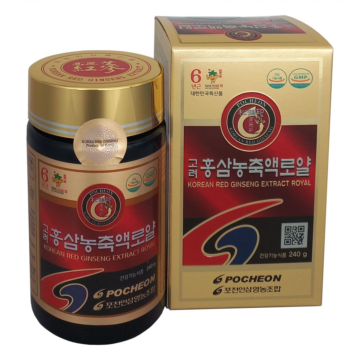 Pocheon 240g(8.5oz), 100% Pure Korean 6Years Root Panax Red Ginseng Extract Royal, 70% Solid State, 