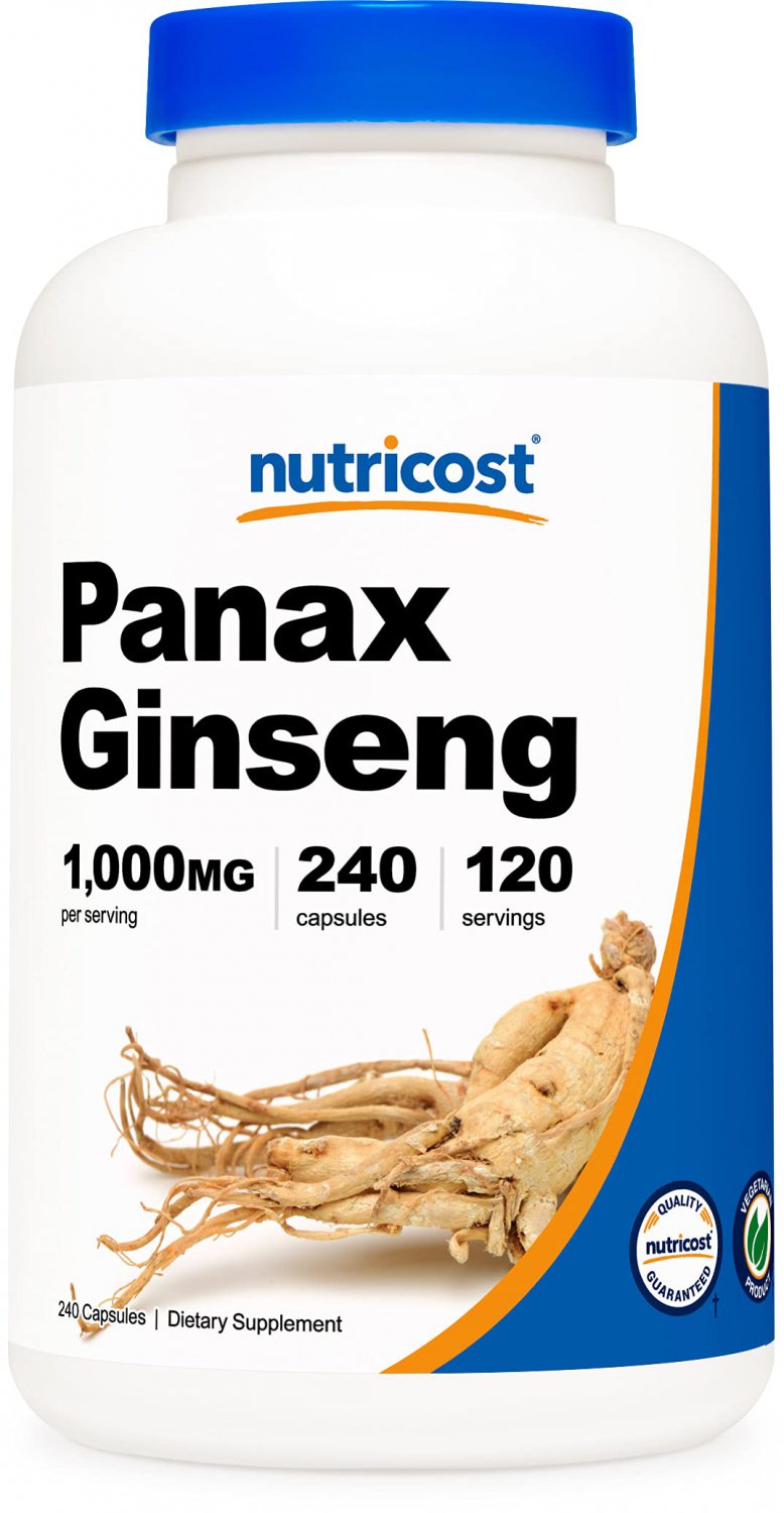 Nutricost Panax Ginseng 1000mg, 240 Capsules - Non GMO, Gluten Free, 120 Servings
