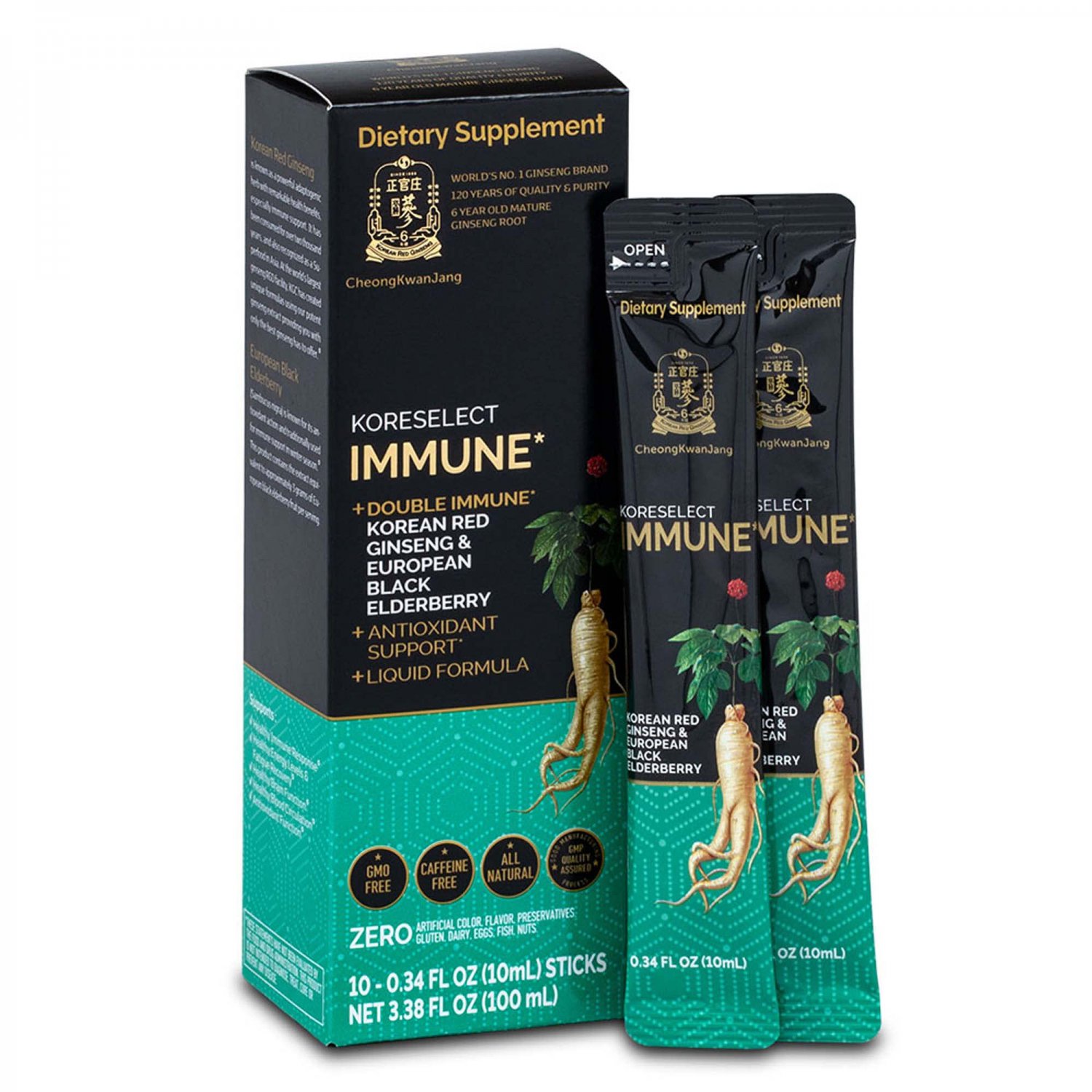 KORESELECT Immune [Korean Red Ginseng Extract with Elderberry Liquid Sticks] Korean Immunity Support