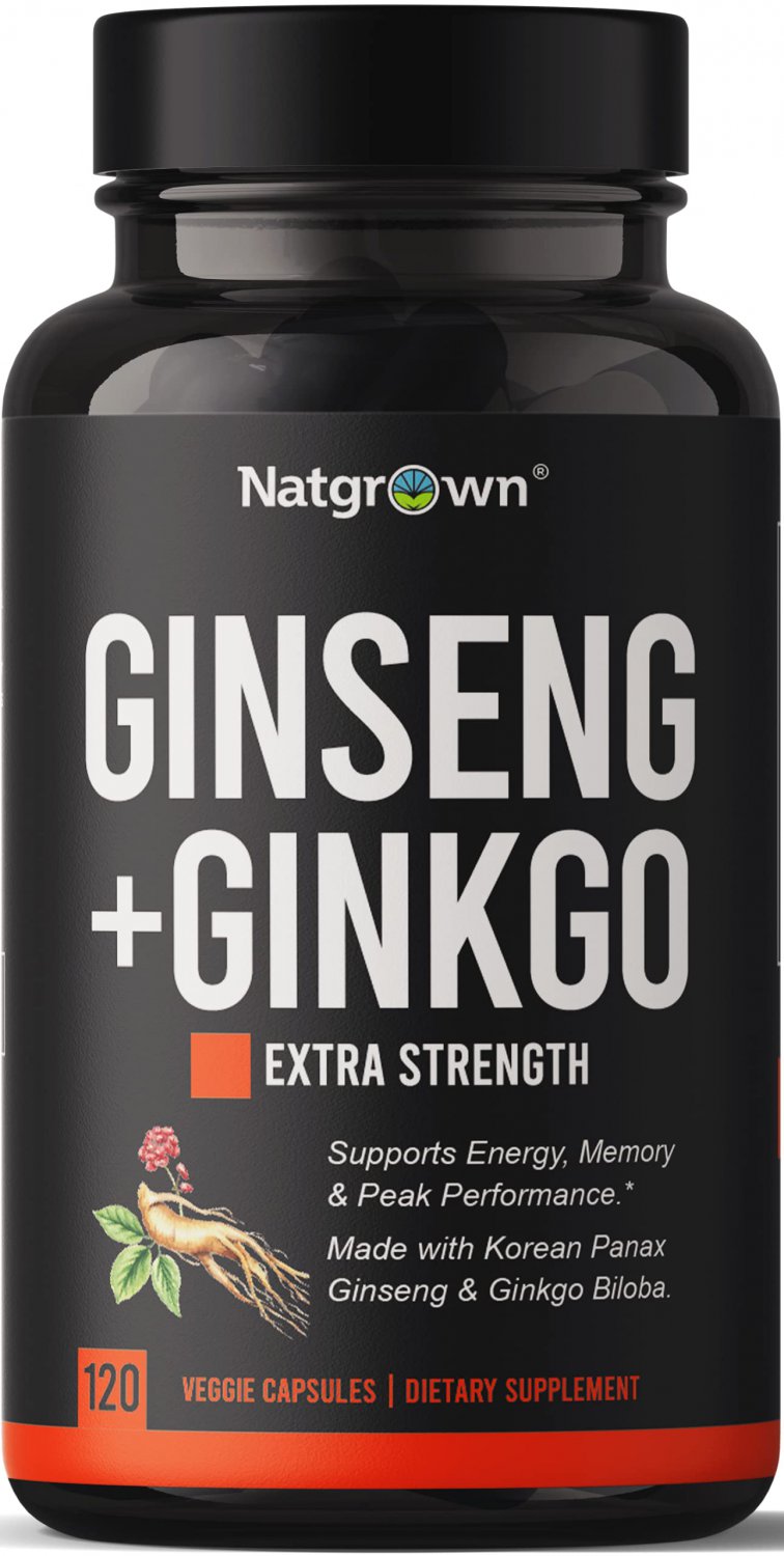 Panax Ginseng + Ginkgo Biloba Complex Capsules - with Korean Red Ginseng Root & Ginkgo Biloba Extrac