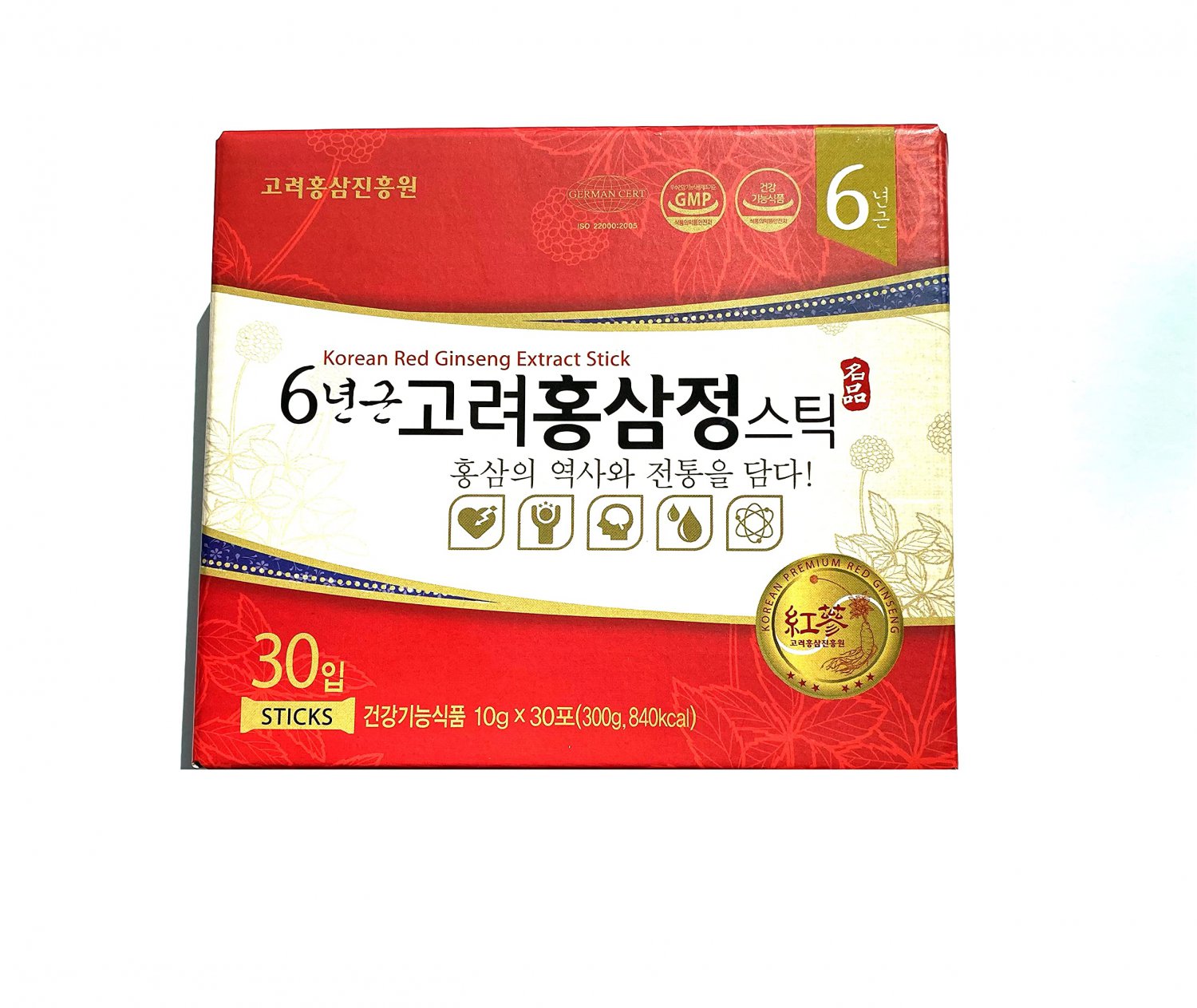 6 Years Red Ginseng - 30 Sticks - Korean Red Ginseng Extract Stick - Boosts Immune System, Energy an