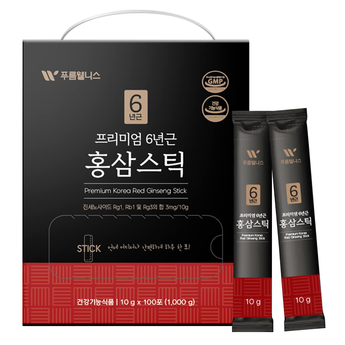 Prumwellness Korean Red Ginseng Sticks ? 100-Pack Premium Red Ginseng Sticks ? Liquid Portable Stick