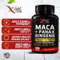 Maca Root Capsules 10,000mg + Korean Panax Ginseng 1,400mg - 20x Concentrated Extract Black + Red + 
