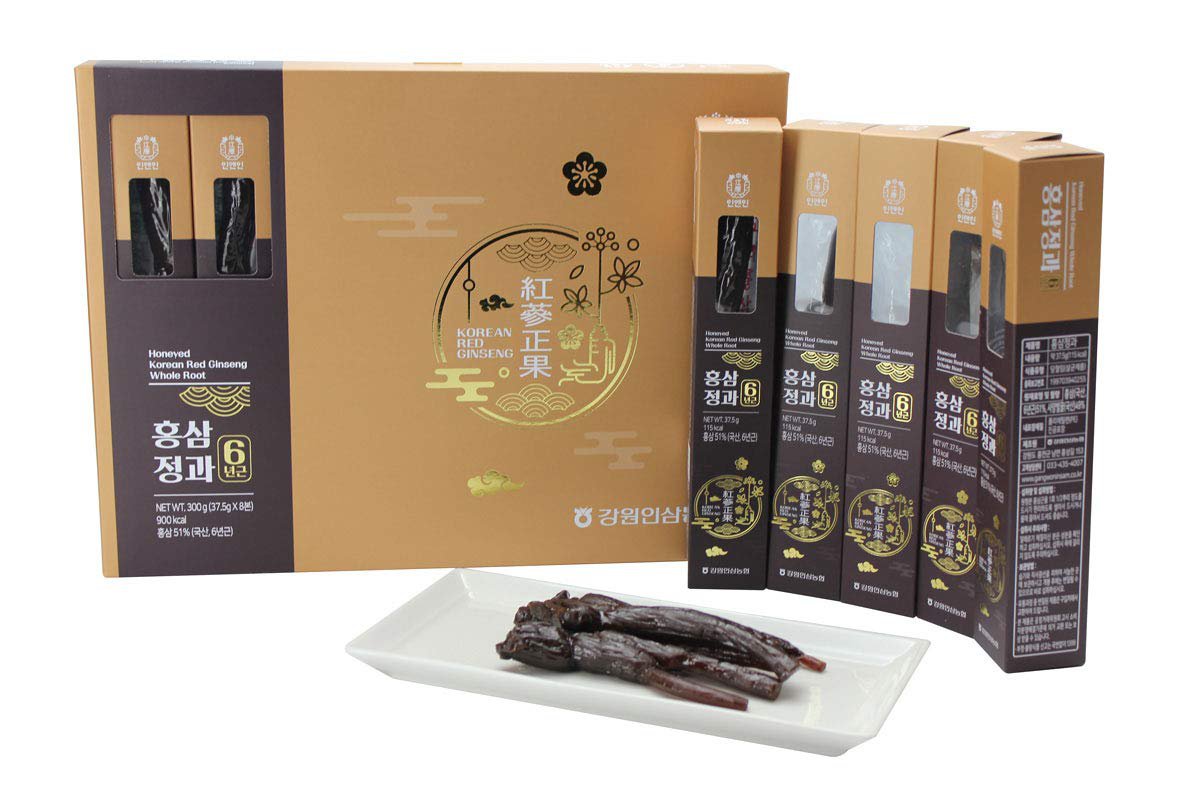 [Gangwoninsam] 6 Year Honeyed Korean Red Ginseng Whole Root (New Package Design), Korean Food, Porta