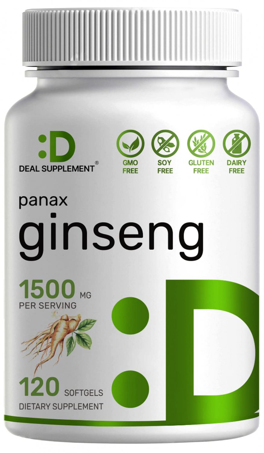 Korean Red Panax Ginseng Softgels 1500mg, 120 Counts, Standardized to 15% Ginsenosides, Support Immu
