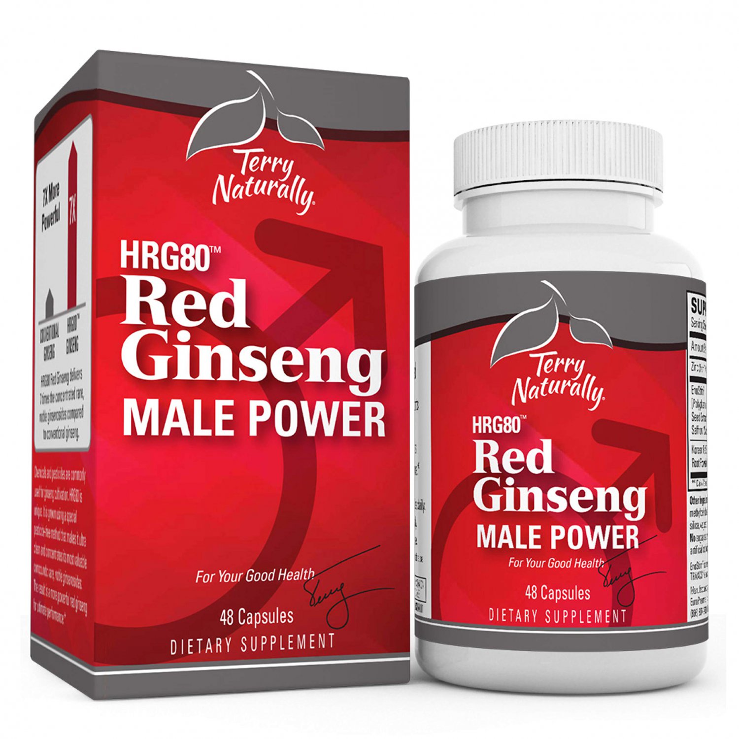 Terry Naturally HRG80 Red Ginseng Male Power - 48 Capsules - Korean Red Ginseng Root Powder, Panax G