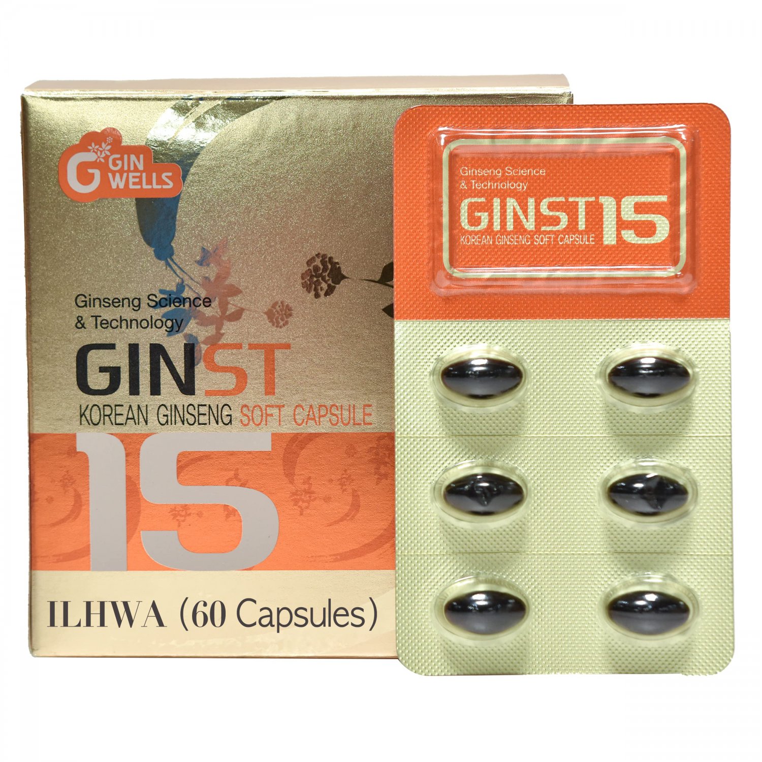 Ilhwa Ginseng Capsule (60pc) - 100% Authentic Korean Panax Ginseng Root Extract Aged 6 Years