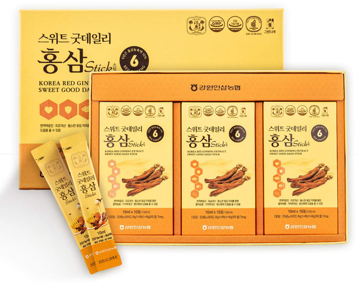 [Gangwoninsam] Korean Red Ginseng Extract Sweet Good Daily Stick 30 Count ? Contains 6 Year Korean R