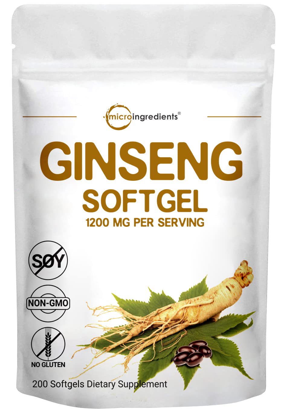 Maximum Strength Red Panax Ginseng Capsules (Korean Ginseng Extract Liquid Softgels), 1200mg Per Ser