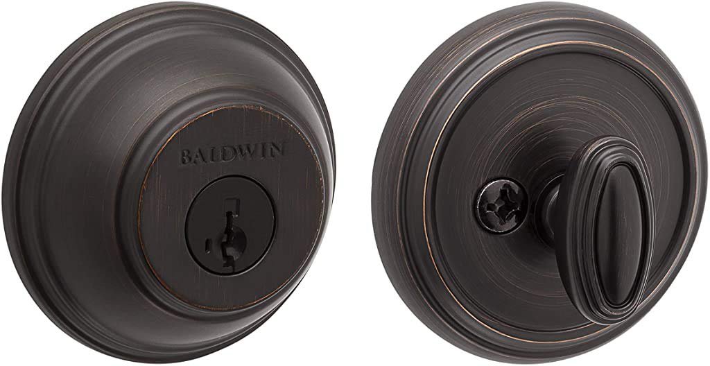 Baldwin Prestige 380 Round Single Cylinder Deadbolt Featuring SmartKey in Venetian Bronze