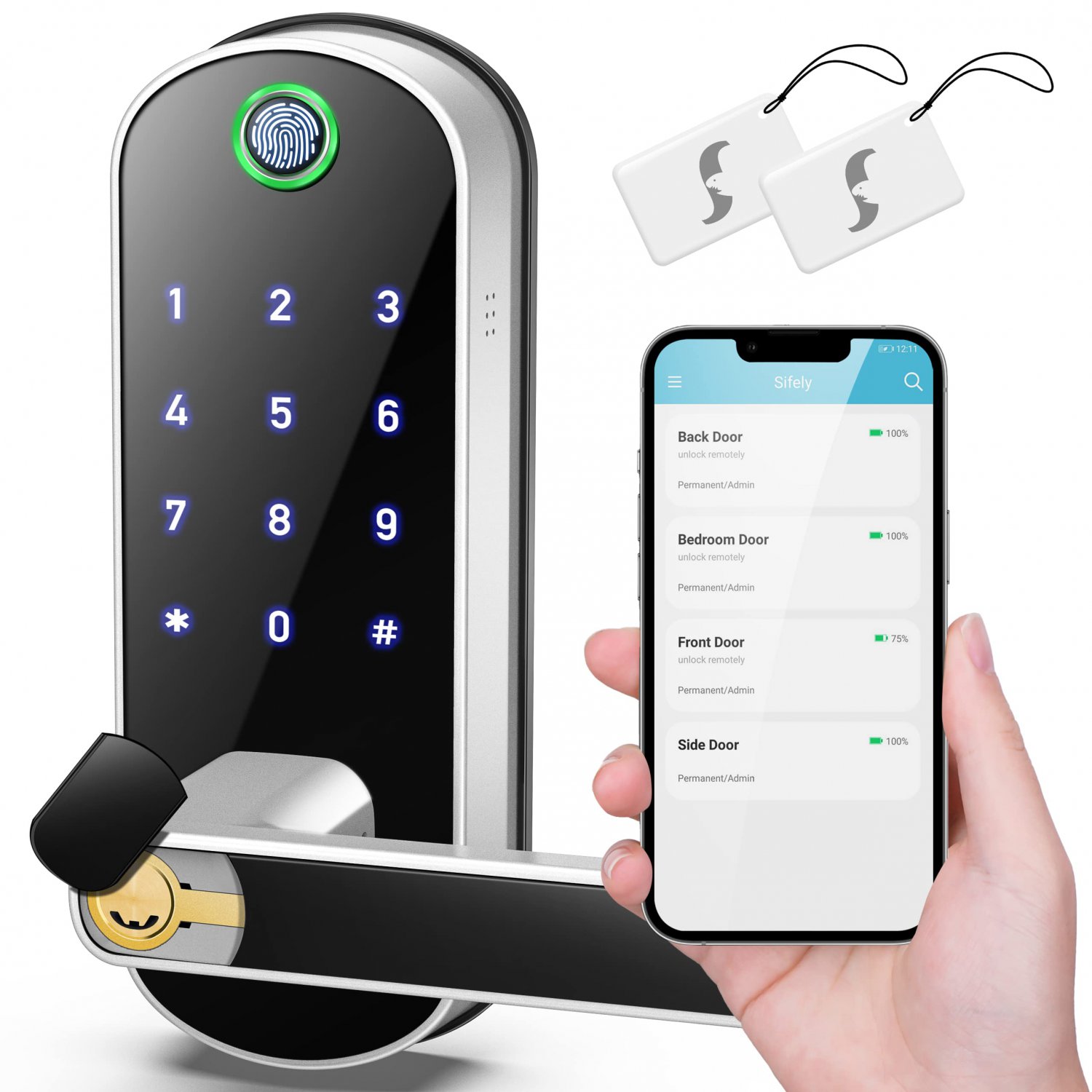 Smart Lock, Keyless Entry Door Lock, Smart Door Lock, Smart Lock for Front Door, Door Lock with Keyp