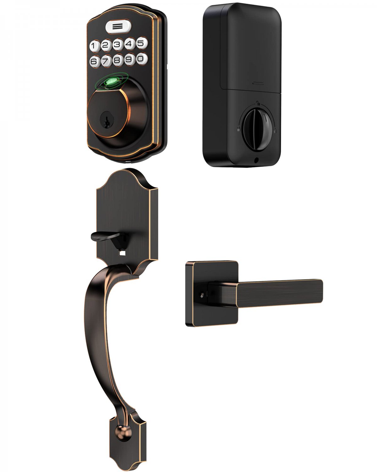 Fingerprint Door Lock, Veise Keyless Entry Door Lock, Electronic Keypad Deadbolt with Lever Handle &