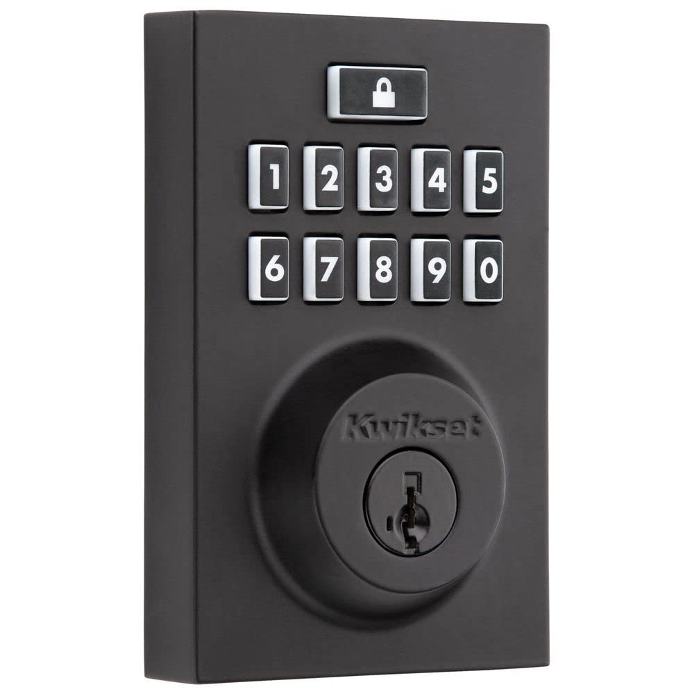 Kwikset 914 Contemporary Keypad SmartCode Electronic Deadbolt Smart Lock featuring SmartKey Security