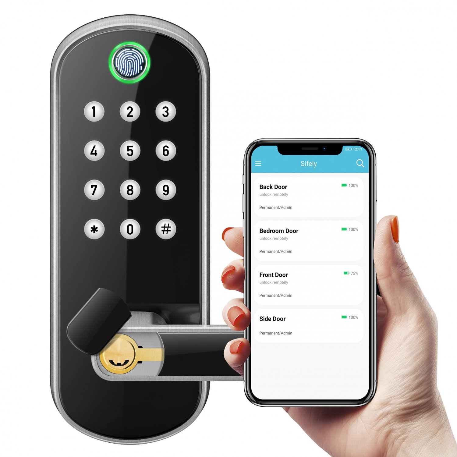 Smart Lock, samtechT Keyless Entry Door Lock, Fingerprint Door Lock, Digital Door Lock, Smart Lock f