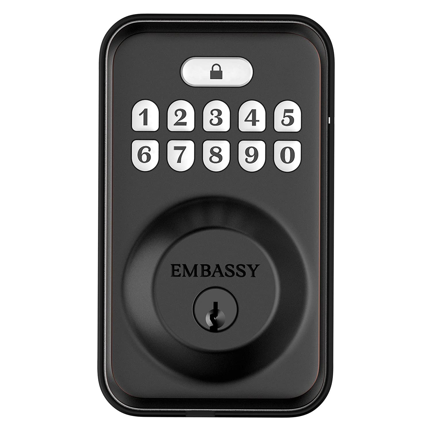 Embassy Door Lock Electronic Keyless Entry with Antimicrobial Illuminated Keypad Security Deadbolt L