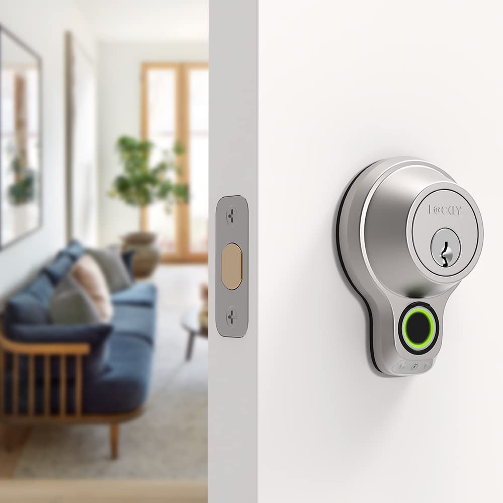 Lockly Flex Touch Fingerprint Deadbolt, Bluetooth Smart Lock, Keyless Entry Door Lock, Satin Nickel
