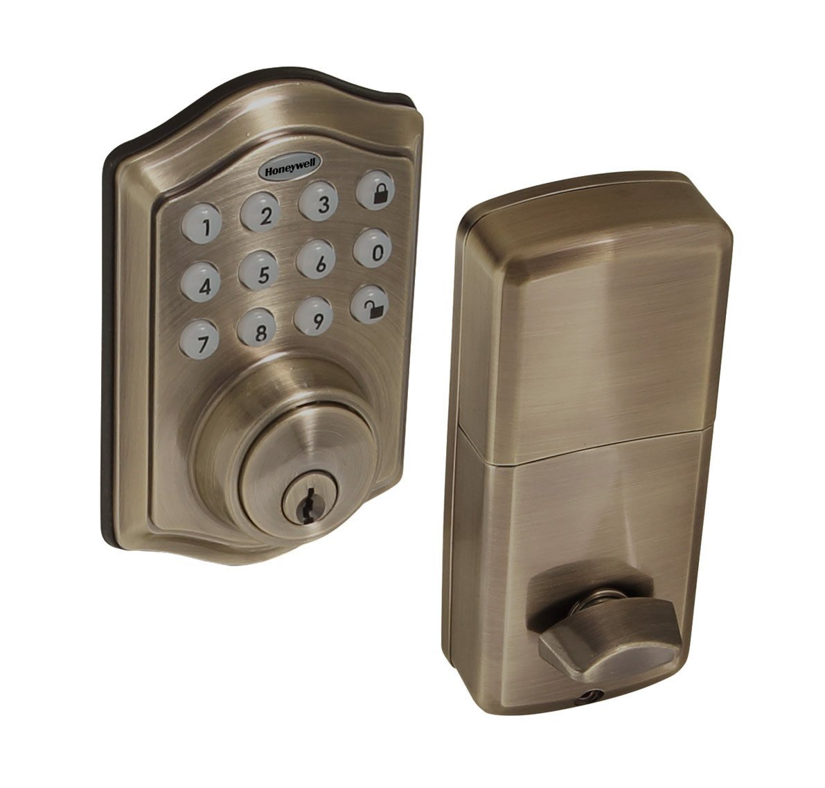 Honeywell Safes & Door Locks 8712109 Electronic Entry Deadbolt with Keypad, Antique Brass (Color Sha