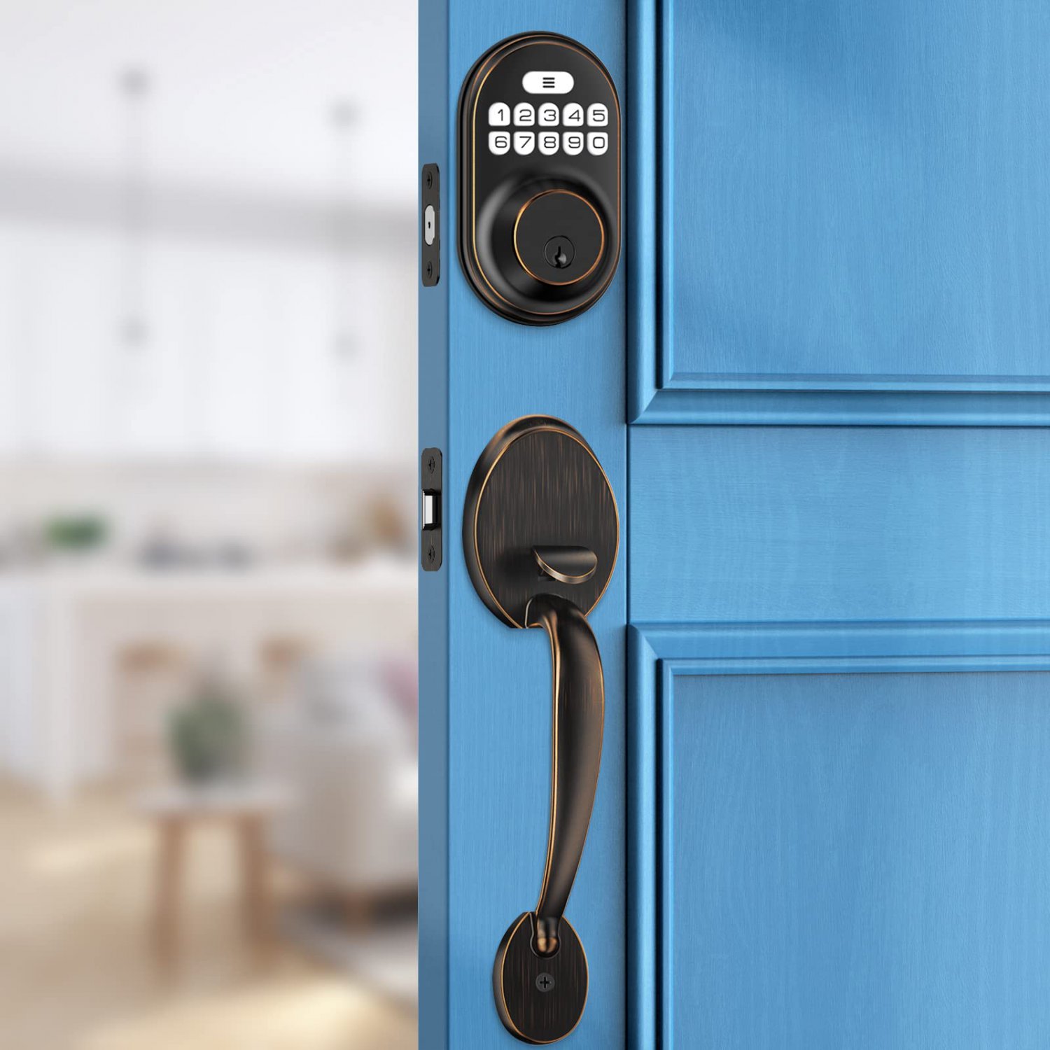 Keyless Entry Door Lock, Veise Electronic Keypad Deadbolt with Door Handle, Keyed Entry, Auto Lock, 
