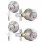 Gobrico 2 Keyed Alike Double Cylinder Deadbolts Door Locks, Satin Nickel,Keyd Both Sides,Combo Locks