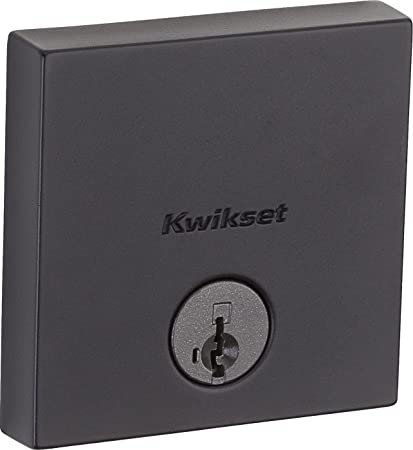 Kwikset Downtown 92580-030, Deadbolt Door Lock, Single Cylinder, Square Low Profile with SmartKey Re
