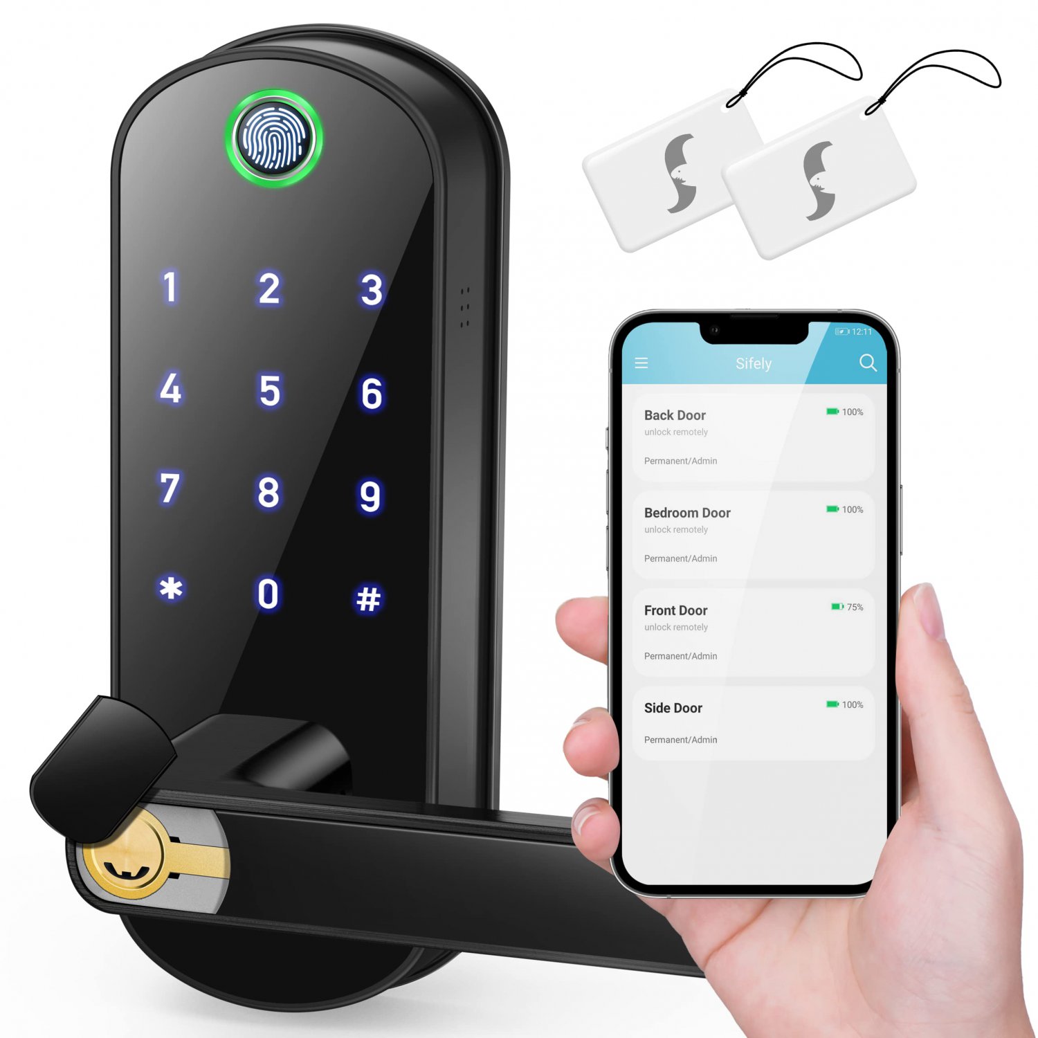 Smart Lock, Keyless Entry Door Lock, Smart Door Lock, Smart Lock for Front Door, Door Lock with Keyp
