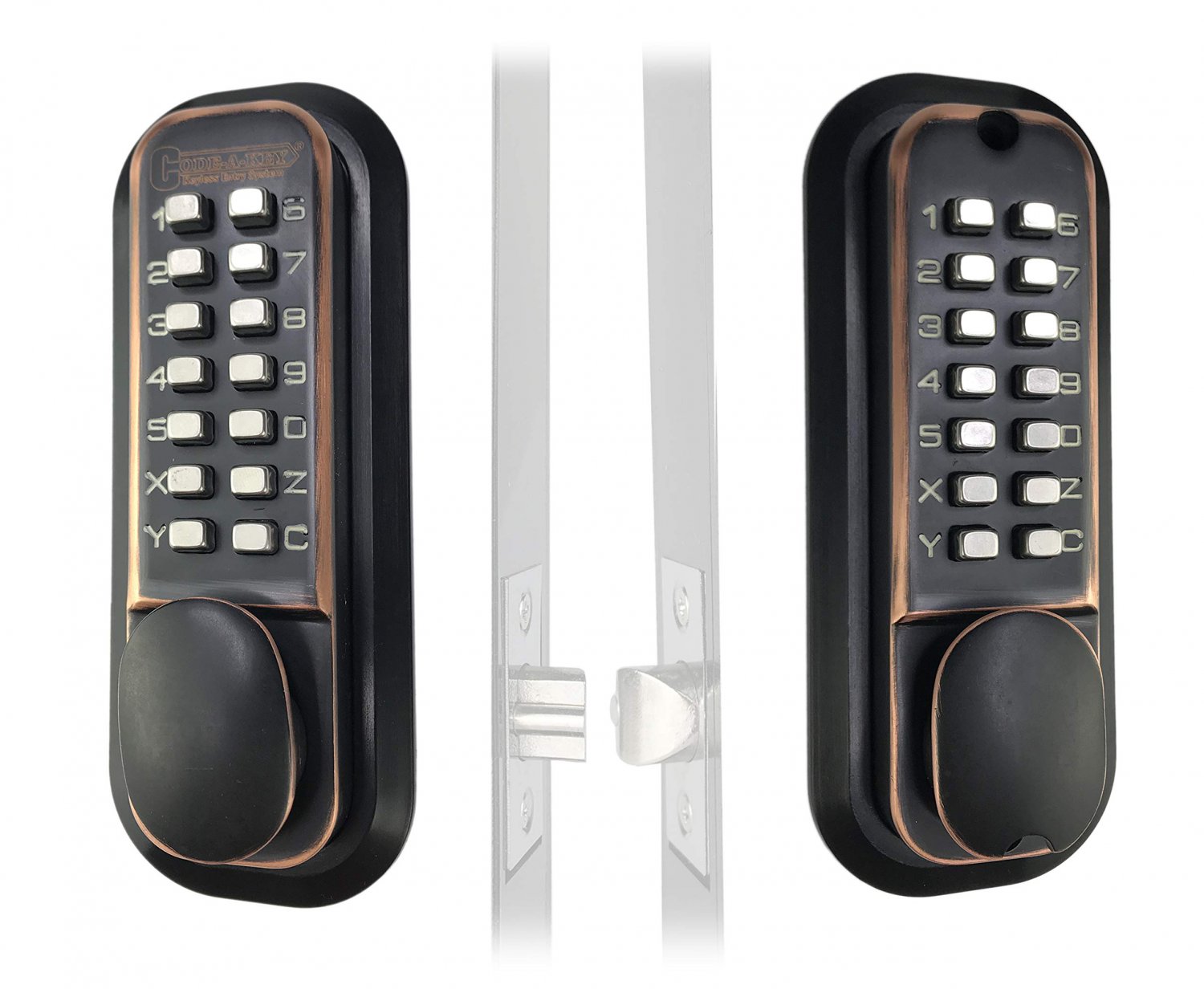 JOUNJIP Mechanical Keyless Combination Latch Door Lock - Double sided Keypads for Gates, Fences, Win