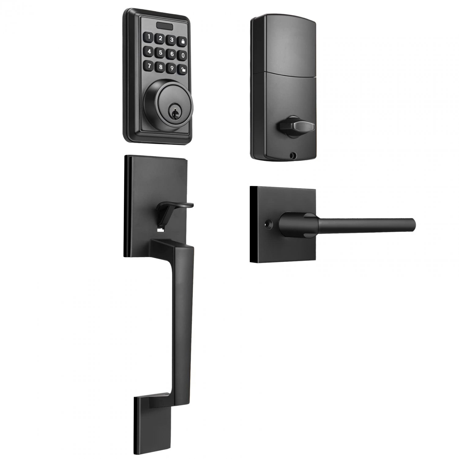 Electronic Keypad Deadbolt, Keyless Entry Door Lock and Handleset, Front Door Handle Set with Keypad