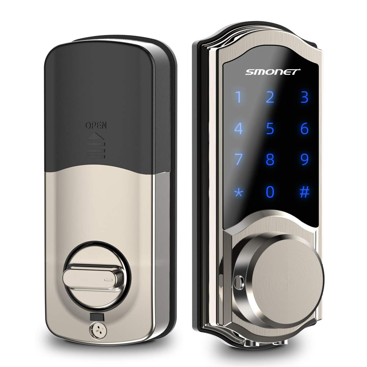Smart Deadbolt, SMONET Front Door Lock Keyless Entry, Bluetooth Electronic Touchscreen Keypad, Physi