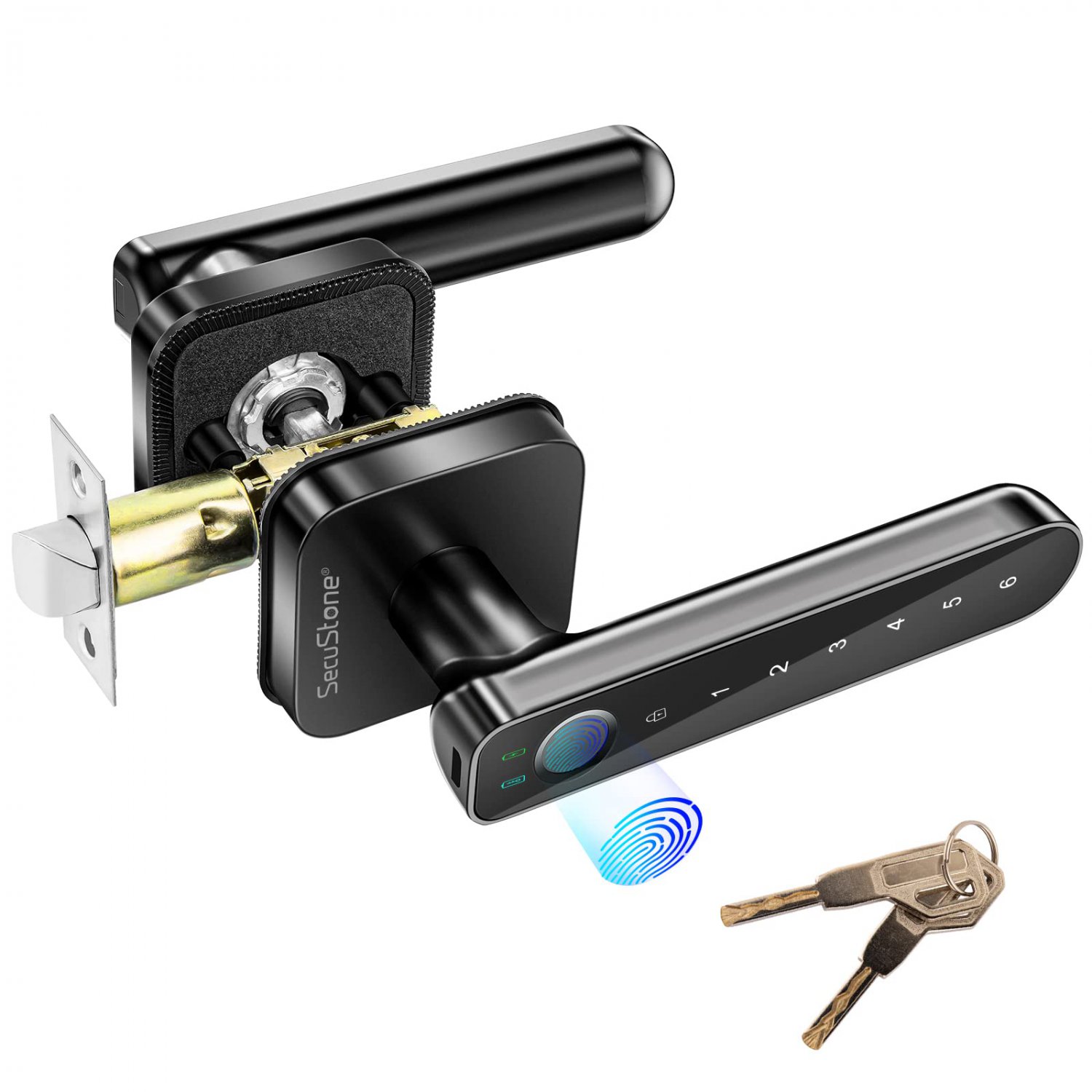 [Newest Upgrade]Secustone Fingerprint Door Lock, Keyless Entry Door Lock , Smart Door Lock with Pass