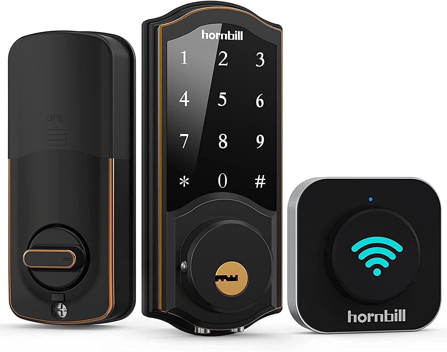 WiFi Smart Door Lock,Hornbill Keyless Entry Keypad Deadbolt with Gateway Remote Control Digital Fron