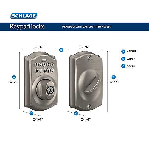 Schlage BE365 V CAM 716 Camelot Keypad Deadbolt, Electronic Keyless ...