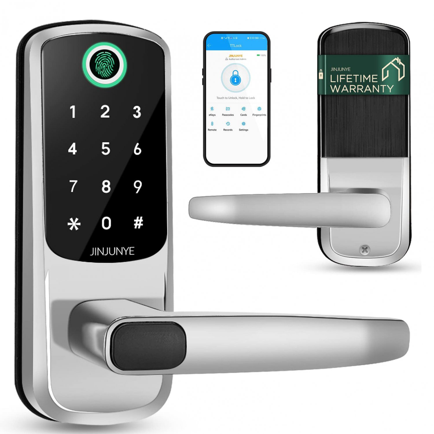 Door Locks with Keypads, JINJUNYE Digital Door Lock, Door Knob with Keypad 5-in-1 Keyless Entry Door