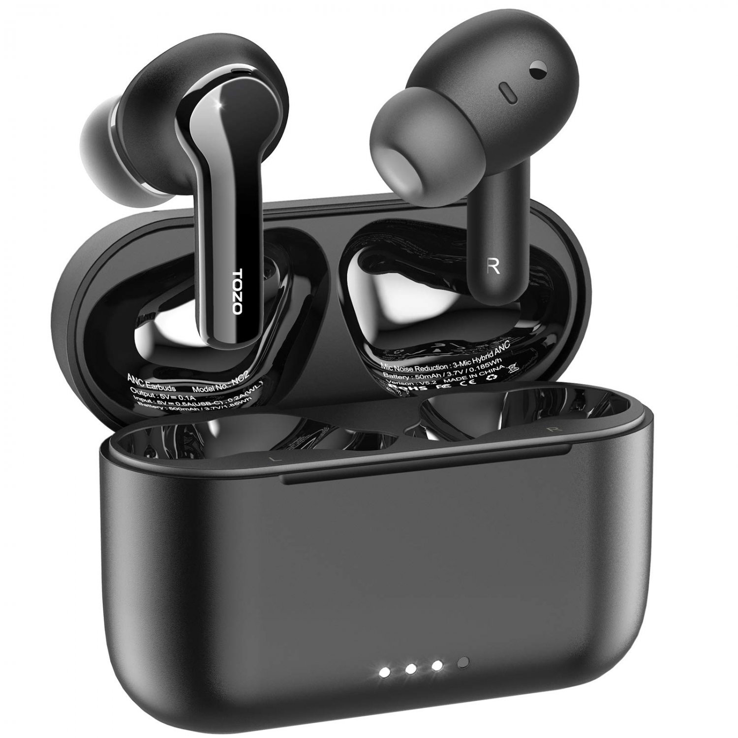 TOZO NC2 Hybrid Active Noise Cancelling Wireless Earbuds, in-Ear Detection Headphones, IPX6 Waterpro