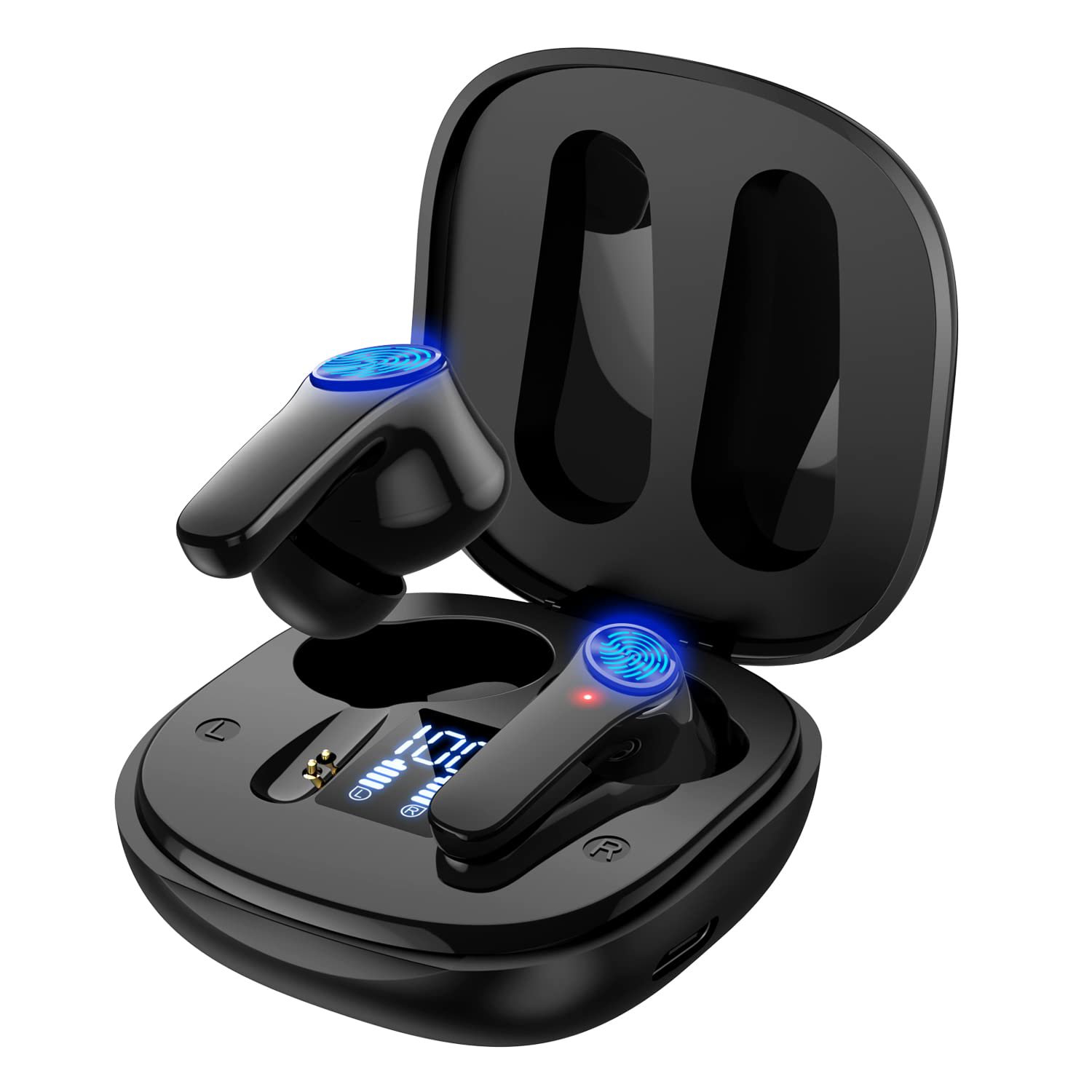 Bluetooth Headphones, 24H Playtime 5.3 Wireless Bluetooth Earbuds Deep Bass Clear Call, IPX6 Waterpr