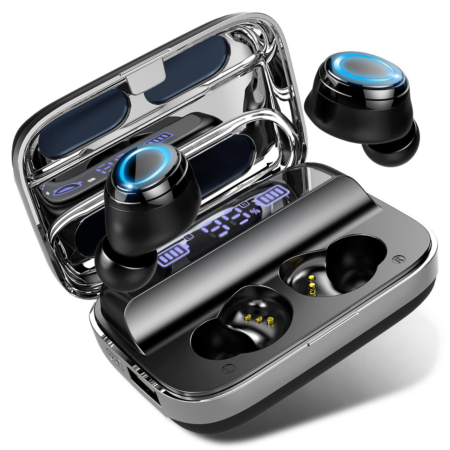 Donerton Wireless Earbud, Wireless 5.1 Headphones 140 Hours Playtime Earphones with Charging Case, i