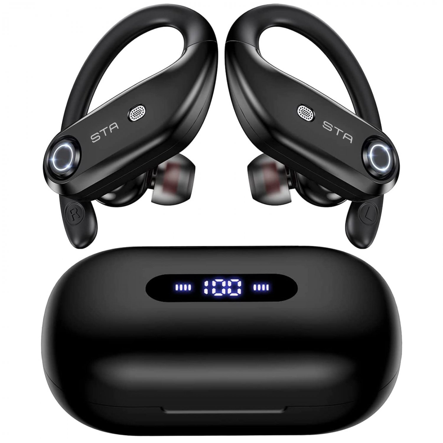 Bluetooth Headphones 4-Mics Clear Call 100Hrs Playtime with 2200mAh Wireless Charging Case Stador Wi