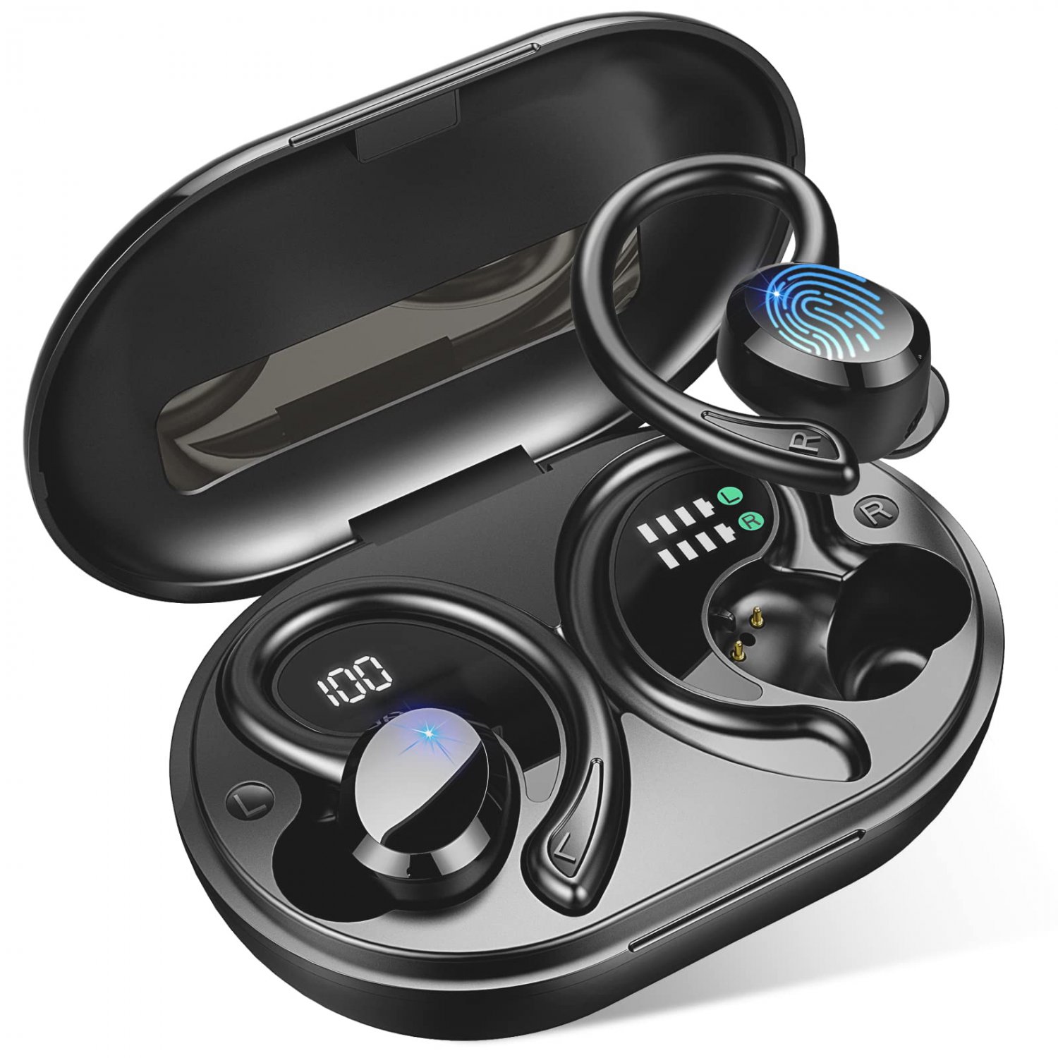 Wireless Earbud, Sport Bluetooth 5.1 Headphones with Earhooks Wireless Earphones in-Ear with Immersi