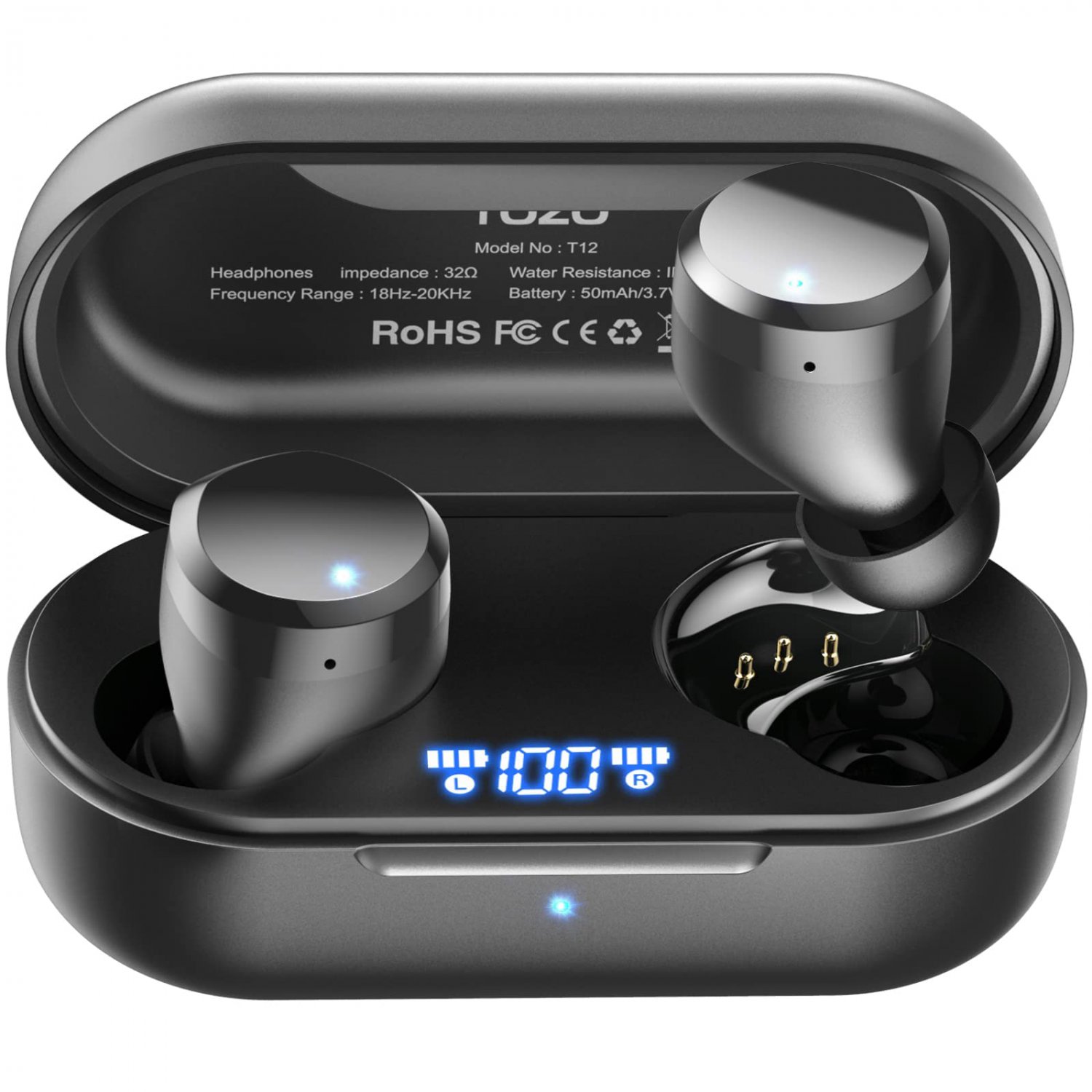 TOZO T12 Wireless Earbuds Bluetooth Headphones Premium Fidelity Sound Quality Wireless Charging Case