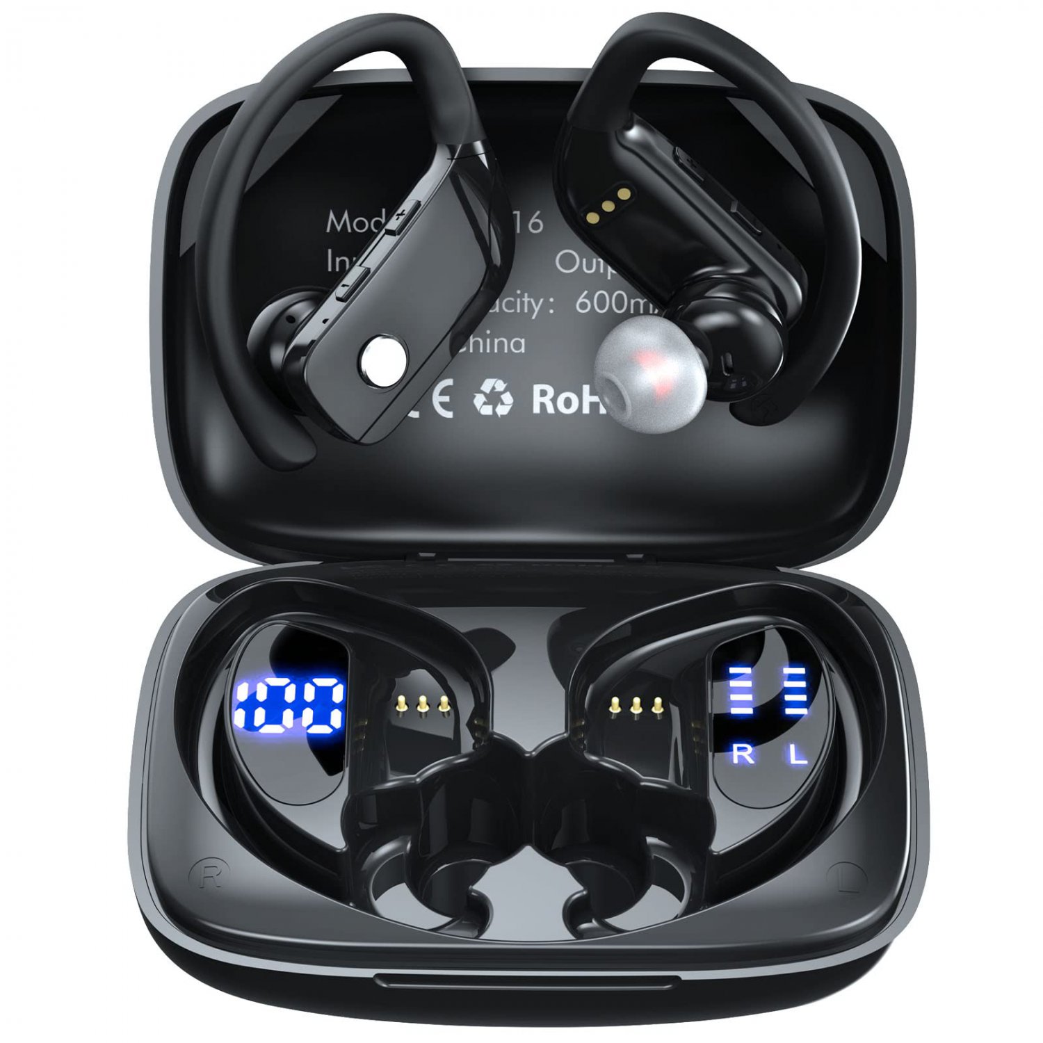 Caymuller Wireless Earbuds Bluetooth Headphones 48Hrs Play Back Sports Earphones with LED Display Bu