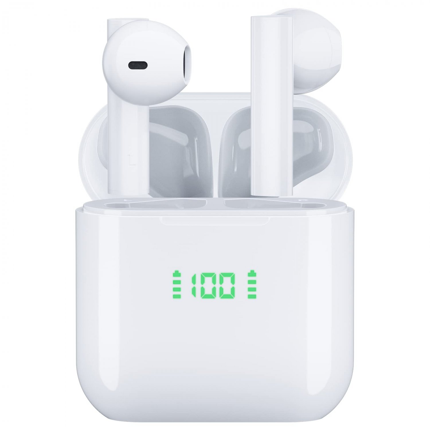 Wireless Earbuds Bluetooth Headphones 60Hrs Playback Clear Call Wireless Charging Case with LED Powe