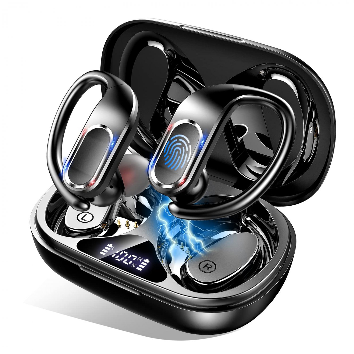 Bluetooth Headphones 5.3, Wireless Earbud Sport with Dual Mic, Wireless Earphones Noise Cancelling E
