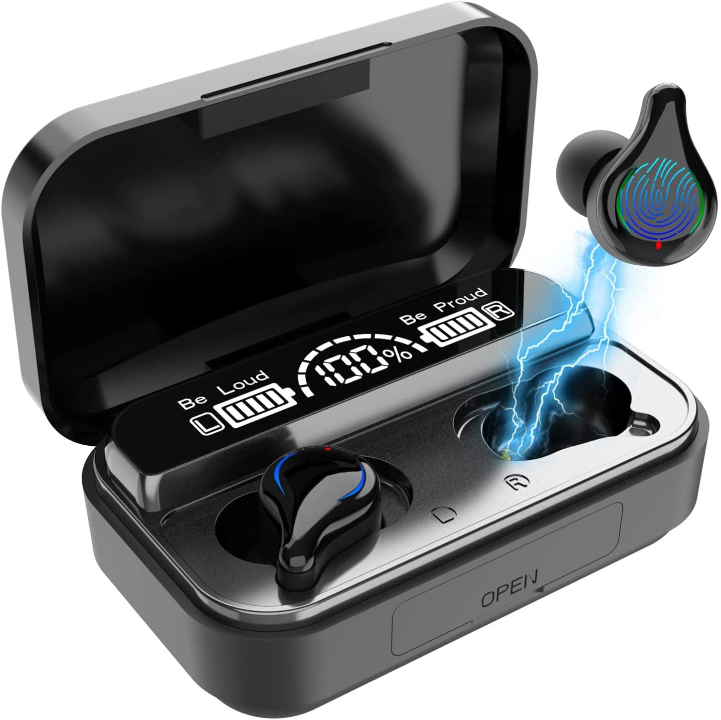 Wireless Earbuds,Bluetooth Earbuds 60H Playtime Deep Bass Noise Cancelling,Wireless Ear Buds IPX6 Wa