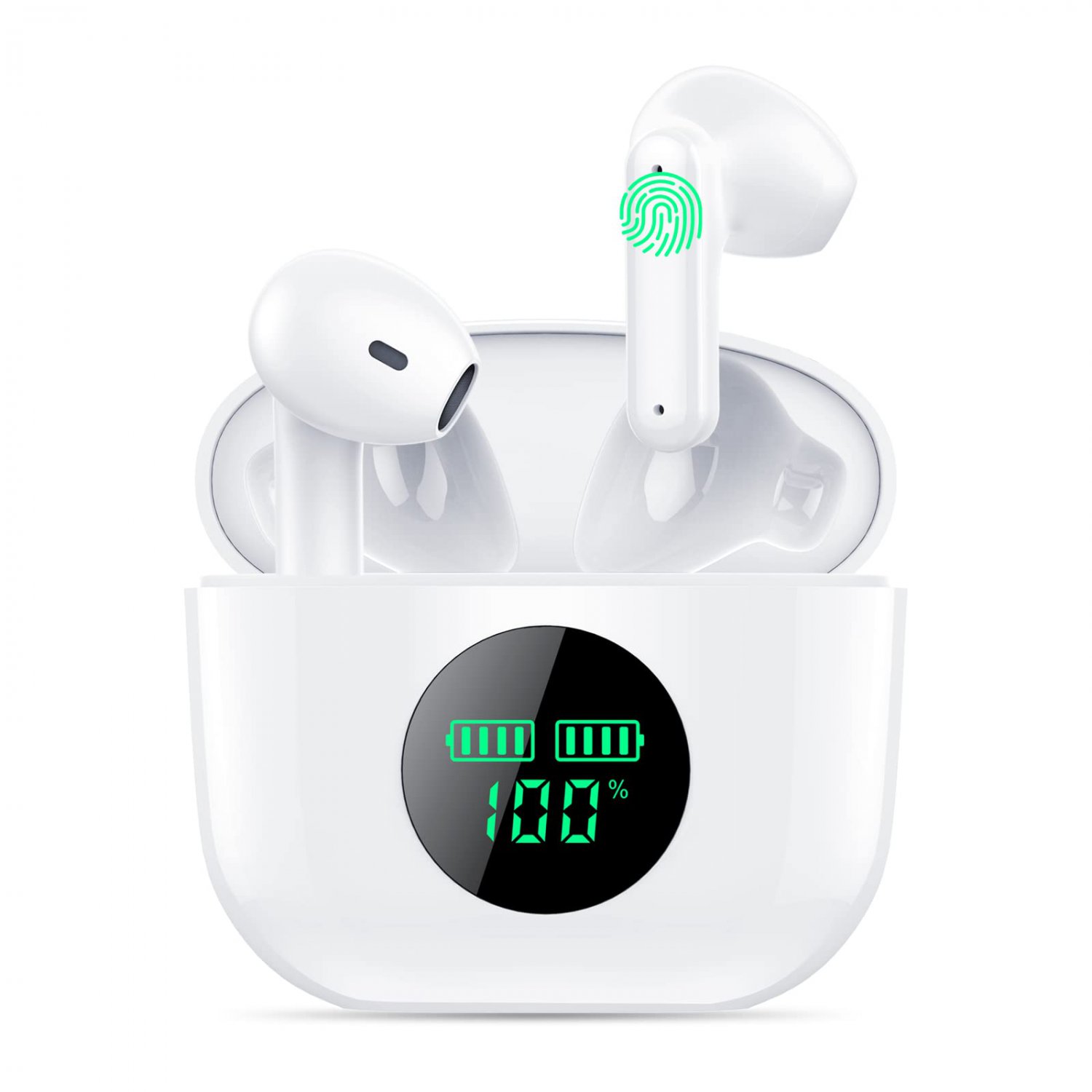 Wireless Earbuds, Bluetooth Headphones Touch Control, Bluetooth 5.3 Built-in Mic, LED Power Display 