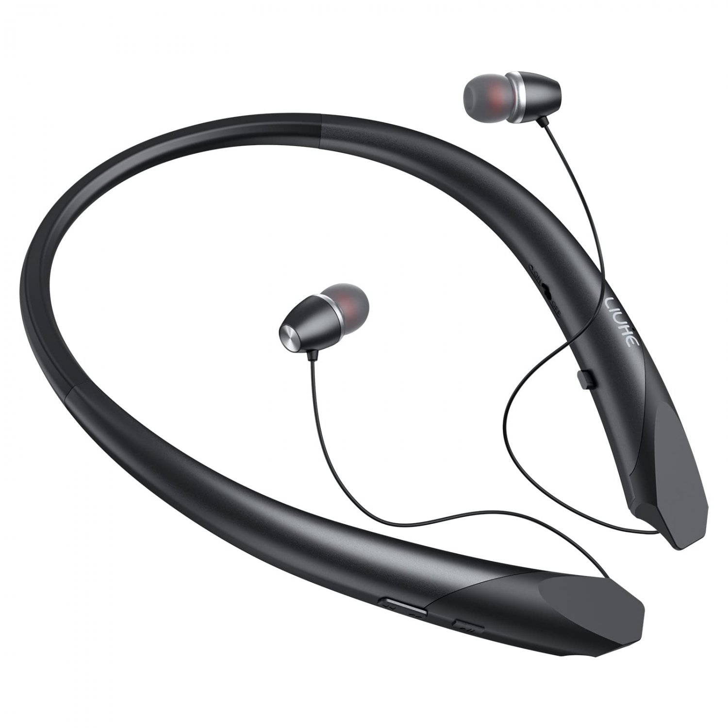 Bluetooth Headphones Neckband, Wireless Bluetooth Headset with Retractable Earbuds CVC 8.0 Noise Can