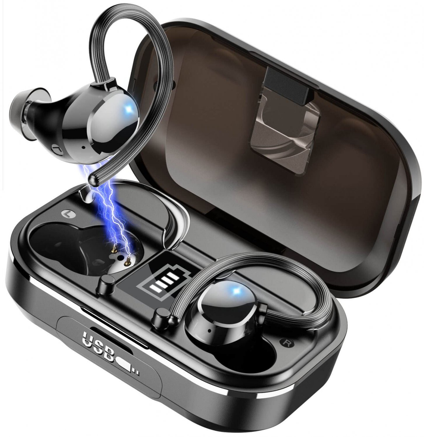 Bluetooth Earbuds 100H Playtimes Waterproof Sport Headphones Noise Cancelling Wireless Earbuds with 