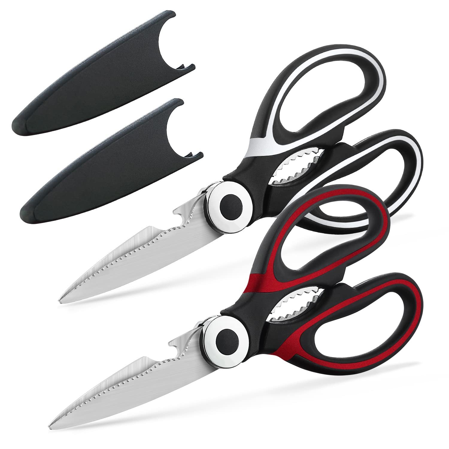 Kyraton Kitchen Scissors Heavy Duty 2 Pieces, Stainless Steel Sharp Cooking Shears with Cover, Multi